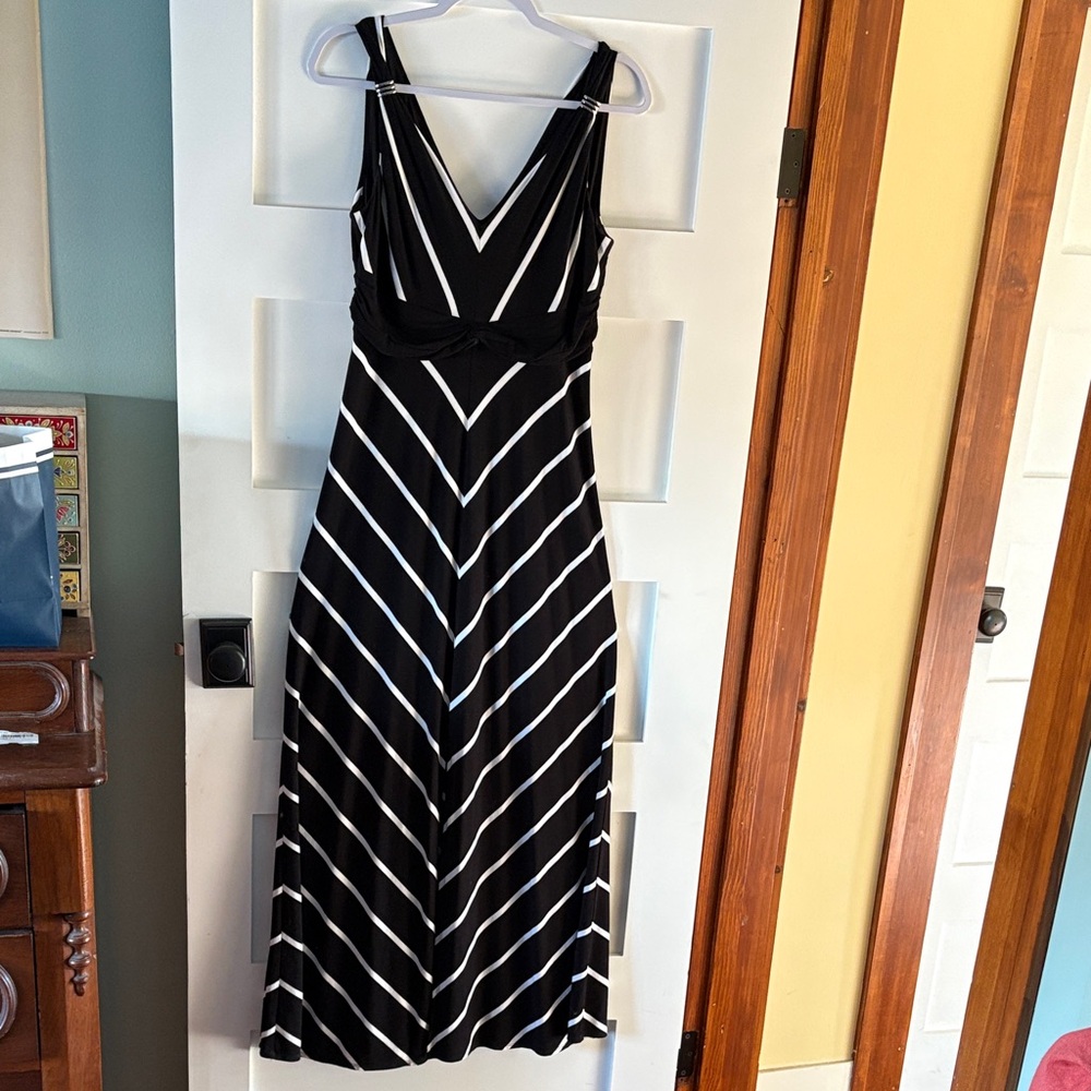 Elegant Black and White Striped Dress by White House Black Market
